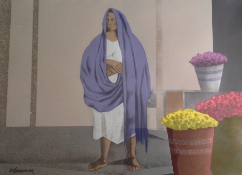 Leon Belauzaran "Mujer vendedora con flores"