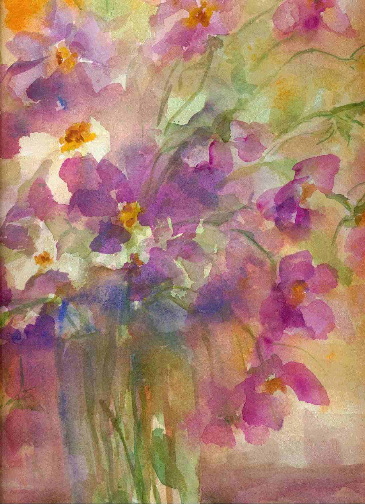 Titulo "Oto&ntilde;o"; Autora: Teresa Galindo; Tiraje Unico; Medidas: 12 cms X 24 cms; T&eacute;cnica: Acuarela; A&ntilde;o 1996.