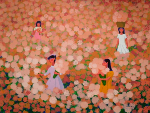 Trinidad Osorio "Cuatro ninas cortando flores"